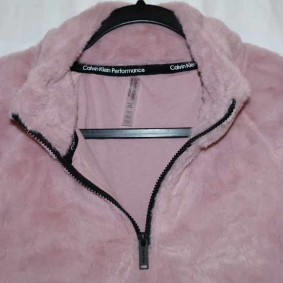 Calvin Klein Pink Performance Fuzzy Faux Fur Quarter-Zip Pullover. Large. NWT. - Picture 3 of 12